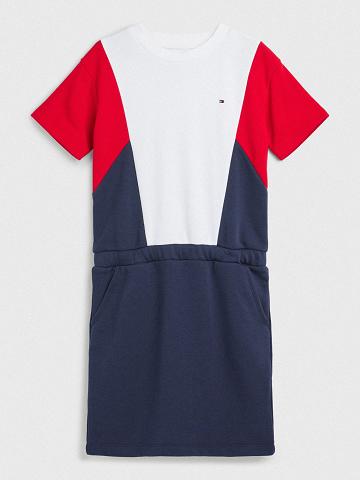 Lány Tommy Hilfiger Colorblock Dresses Sötétkék Fehér | HU 1737OKI